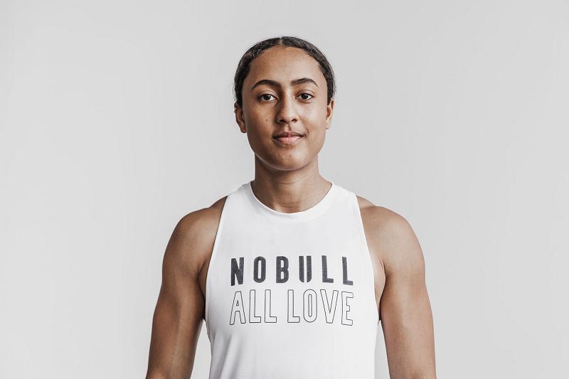 White Nobull WoHigh-Neck Tank (ALL Love) Women's Tanks | CA Y2254X